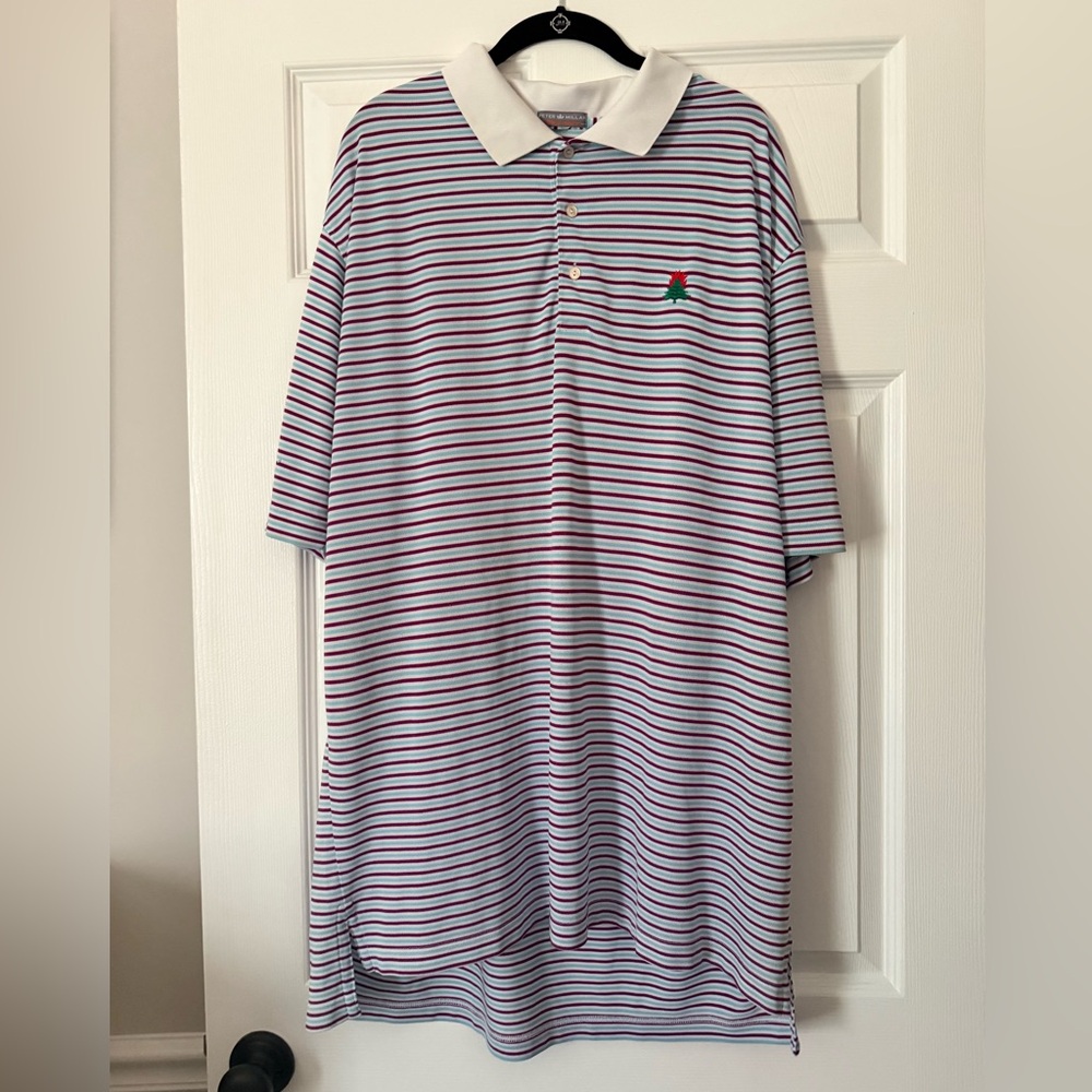 Peter Millar Red and White Striped Polo Shirt